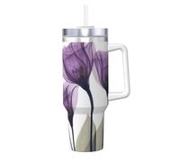 YWSOTRE Fleurs d'espoir violet lavande,Bouteille d'eau en acier inoxydable avec poignée Ice Bully Cup 40 oz