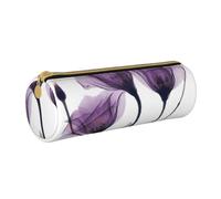 YWSOTRE Fleurs d'espoir Violet Lavande, Trousse à Crayons Étui à Stylo cylindrique Sac à Crayons en Cuir Portable avec Sac à cosmétiques à Fermeture éclair
