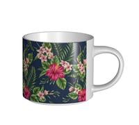 YWSOTRE Fleurs tropicales Frangipanier Hibiscus Nature,Tasse en céramique grande capacité, tasse à thé, tasse à café 450 ml