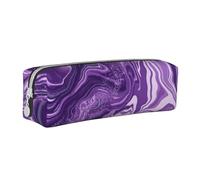 YWSOTRE Fond De Marbre Violet Foncé, Trousse à Crayons, étui à stylos, Sac à Crayons en Cuir Portable avec Pochette à cosmétiques à Fermeture éclair