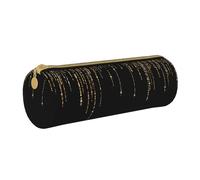 YWSOTRE Frange à Paillettes Scintillantes en Or Noir, Trousse à Crayons Étui à Stylo cylindrique Sac à Crayons en Cuir Portable avec Sac à cosmétiques à Fermeture éclair