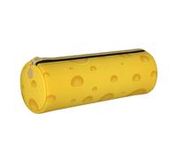 YWSOTRE Fromage Jaune, Trousse à Crayons Étui à Stylo cylindrique Sac à Crayons en Cuir Portable avec Sac à cosmétiques à Fermeture éclair