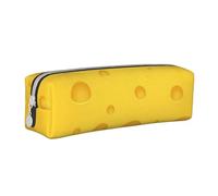 YWSOTRE Fromage Jaune, Trousse à Crayons, étui à stylos, Sac à Crayons en Cuir Portable avec Pochette à cosmétiques à Fermeture éclair