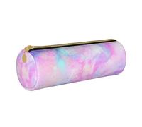 YWSOTRE Galaxie Marbrée Rose Violet, Trousse à Crayons Étui à Stylo cylindrique Sac à Crayons en Cuir Portable avec Sac à cosmétiques à Fermeture éclair