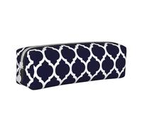 YWSOTRE Géométrique marocain Bleu Marine Moderne, Trousse à Crayons, étui à stylos, Sac à Crayons en Cuir Portable avec Pochette à cosmétiques à Fermeture éclair