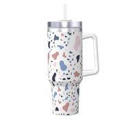 YWSOTRE Gros points colorés sur fond blanc,Bouteille d'eau en acier inoxydable avec poignée Ice Bully Cup 40 oz