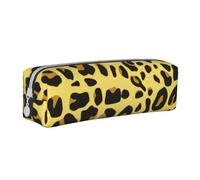 YWSOTRE Guépard Léopard Jaune, Trousse à Crayons, étui à stylos, Sac à Crayons en Cuir Portable avec Pochette à cosmétiques à Fermeture éclair