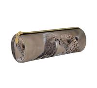 YWSOTRE guépard, Trousse à Crayons Étui à Stylo cylindrique Sac à Crayons en Cuir Portable avec Sac à cosmétiques à Fermeture éclair