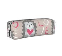 YWSOTRE Hérisson avec Coeur Amour, Trousse à Crayons, étui à stylos, Sac à Crayons en Cuir Portable avec Pochette à cosmétiques à Fermeture éclair