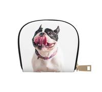 YWSOTRE Heureux Chien Curieux Bouledogue français, Sac à Cartes en Cuir PU, Portefeuille Porte-Cartes de crédit, étui à Cartes