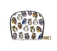 YWSOTRE Hiboux Mignons Aquarelle, Sac à Cartes en Cuir PU, Portefeuille Porte-Cartes de crédit, étui à Cartes