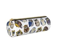 YWSOTRE Hiboux Mignons Aquarelle, Trousse à Crayons Étui à Stylo cylindrique Sac à Crayons en Cuir Portable avec Sac à cosmétiques à Fermeture éclair