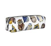 YWSOTRE Hiboux Mignons Aquarelle, Trousse à Crayons, étui à stylos, Sac à Crayons en Cuir Portable avec Pochette à cosmétiques à Fermeture éclair