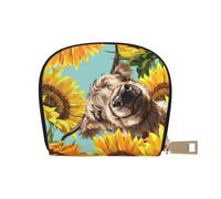 YWSOTRE Highl et Vache aux tournesols, Sac à Cartes en Cuir PU, Portefeuille Porte-Cartes de crédit, étui à Cartes