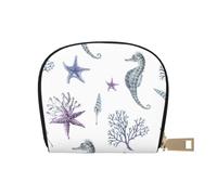 YWSOTRE Hippocampe Corail Étoile De Mer Mer Été, Sac à Cartes en Cuir PU, Portefeuille Porte-Cartes de crédit, étui à Cartes