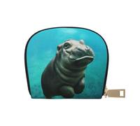 YWSOTRE Hippopotame drôle, Sac à Cartes en Cuir PU, Portefeuille Porte-Cartes de crédit, étui à Cartes