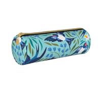 YWSOTRE Hirondelles Volantes Fleurs de Printemps, Trousse à Crayons Étui à Stylo cylindrique Sac à Crayons en Cuir Portable avec Sac à cosmétiques à Fermeture éclair