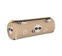 YWSOTRE Impression Animale Mignonne de Raton Laveur, Trousse à Crayons Étui à Stylo cylindrique Sac à Crayons en Cuir Portable avec Sac à cosmétiques à Fermeture éclair
