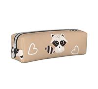 YWSOTRE Impression Animale Mignonne de Raton Laveur, Trousse à Crayons, étui à stylos, Sac à Crayons en Cuir Portable avec Pochette à cosmétiques à Fermeture éclair