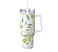 YWSOTRE Impression artistique d'olivier à feuilles vertes,Bouteille d'eau en acier inoxydable avec poignée Ice Bully Cup 40 oz