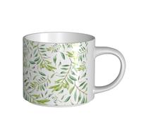 YWSOTRE Impression artistique d'olivier à feuilles vertes,Tasse en céramique grande capacité, tasse à thé, tasse à café 450 ml