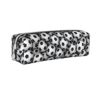 YWSOTRE Impression de tas de Ballons de Football, Trousse à Crayons, étui à stylos, Sac à Crayons en Cuir Portable avec Pochette à cosmétiques à Fermeture éclair