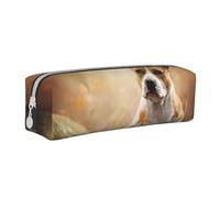 YWSOTRE Impression du American Staffordshire Terrier, Trousse à Crayons, étui à stylos, Sac à Crayons en Cuir Portable avec Pochette à cosmétiques à Fermeture éclair