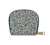 YWSOTRE Imprimé Animal tacheté léopard Bleu et Marron, Sac à Cartes en Cuir PU, Portefeuille Porte-Cartes de crédit, étui à Cartes