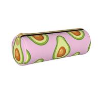 YWSOTRE Imprimé Avocat Rose, Trousse à Crayons Étui à Stylo cylindrique Sac à Crayons en Cuir Portable avec Sac à cosmétiques à Fermeture éclair