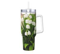 YWSOTRE Imprimé fleur de muguet,Bouteille d'eau en acier inoxydable avec poignée Ice Bully Cup 40 oz