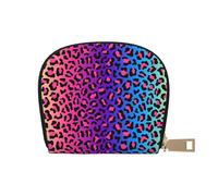 YWSOTRE Imprimé Léopard Dégradé De Couleur Néon, Sac à Cartes en Cuir PU, Portefeuille Porte-Cartes de crédit, étui à Cartes