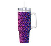YWSOTRE Imprimé léopard dégradé de couleurs néon,Bouteille d'eau en acier inoxydable avec poignée Ice Bully Cup 40 oz
