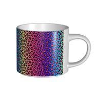 YWSOTRE Imprimé léopard dégradé de couleurs néon,Tasse en céramique grande capacité, tasse à thé, tasse à café 450 ml
