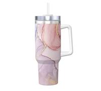 YWSOTRE Imprimé marbre violet et doré,Bouteille d'eau en acier inoxydable avec poignée Ice Bully Cup 40 oz
