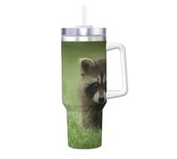 YWSOTRE Imprimé mode raton laveur mignon,Bouteille d'eau en acier inoxydable avec poignée Ice Bully Cup 40 oz
