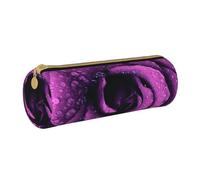 YWSOTRE Imprimé Rose Pourpre, Trousse à Crayons Étui à Stylo cylindrique Sac à Crayons en Cuir Portable avec Sac à cosmétiques à Fermeture éclair