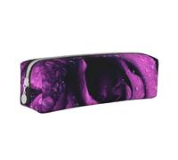 YWSOTRE Imprimé Rose Pourpre, Trousse à Crayons, étui à stylos, Sac à Crayons en Cuir Portable avec Pochette à cosmétiques à Fermeture éclair