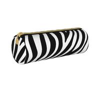YWSOTRE Imprimé Zèbre Imprimer, Trousse à Crayons Étui à Stylo cylindrique Sac à Crayons en Cuir Portable avec Sac à cosmétiques à Fermeture éclair