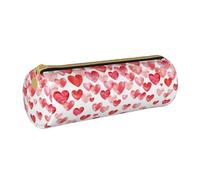 YWSOTRE Imprimer des Coeurs Rouges tombants, Trousse à Crayons Étui à Stylo cylindrique Sac à Crayons en Cuir Portable avec Sac à cosmétiques à Fermeture éclair