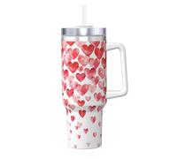 YWSOTRE Imprimer des cœurs rouges qui tombent,Bouteille d'eau en acier inoxydable avec poignée Ice Bully Cup 40 oz