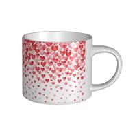 YWSOTRE Imprimer des cœurs rouges qui tombent,Tasse en céramique grande capacité, tasse à thé, tasse à café 450 ml