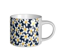 YWSOTRE Imprimer Fleur de frangipanier et de plumeria tropicale blanche,Tasse en céramique grande capacité, tasse à thé, tasse à café 450 ml