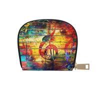 YWSOTRE Imprimer Note De Musique en Bois Coloré, Sac à Cartes en Cuir PU, Portefeuille Porte-Cartes de crédit, étui à Cartes