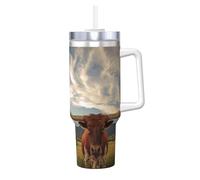 YWSOTRE Imprimer un animal de vache,Bouteille d'eau en acier inoxydable avec poignée Ice Bully Cup 40 oz