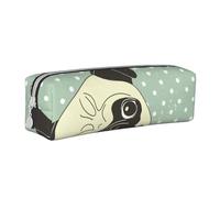 YWSOTRE J'aime Les carlins, Trousse à Crayons, étui à stylos, Sac à Crayons en Cuir Portable avec Pochette à cosmétiques à Fermeture éclair