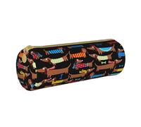 YWSOTRE J'aime Mon Chien teckels Imprimer, Trousse à Crayons Étui à Stylo cylindrique Sac à Crayons en Cuir Portable avec Sac à cosmétiques à Fermeture éclair