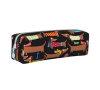 YWSOTRE J'aime Mon Chien teckels Imprimer, Trousse à Crayons, étui à stylos, Sac à Crayons en Cuir Portable avec Pochette à cosmétiques à Fermeture éclair