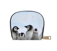 YWSOTRE Jeunes Pingouins avec Impression de Neige, Sac à Cartes en Cuir PU, Portefeuille Porte-Cartes de crédit, étui à Cartes