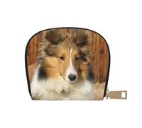 YWSOTRE Joli Chien Sheltie, Sac à Cartes en Cuir PU, Portefeuille Porte-Cartes de crédit, étui à Cartes
