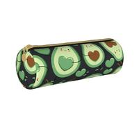 YWSOTRE Joli Modèle sans Couture Coeur Avocat, Trousse à Crayons Étui à Stylo cylindrique Sac à Crayons en Cuir Portable avec Sac à cosmétiques à Fermeture éclair